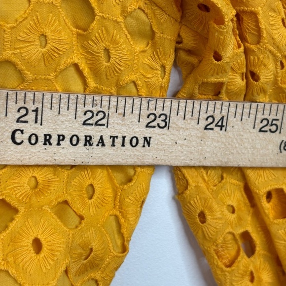 Aggi by Halewski Mona Sunflower Dress M Eyelet Lace Balloon Sleeve Shirt Dress - Picture 12 of 14
